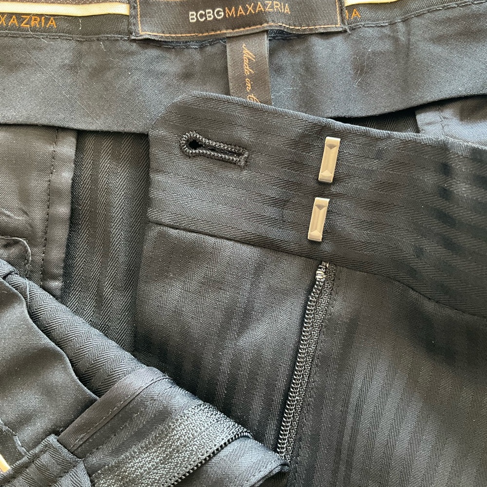 BCBGMAXAZRIA Black Pants black on black subtle pinstripe